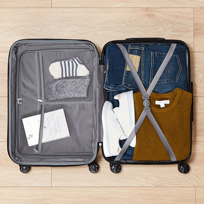 👉 Hartschalen Handgepäckkoffer 55 cm – Leichter Trolley mit 360° Rollen & stabilem Gehäuse, Schwarz